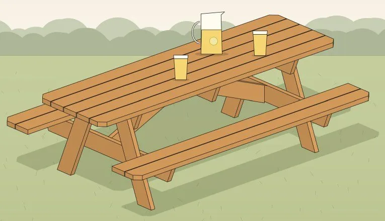 3D render of the finished picnic table